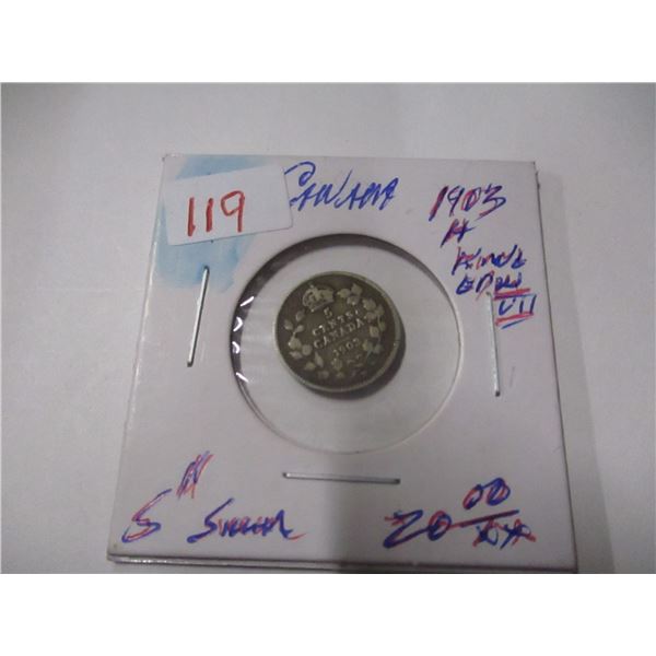 1903H CANADA KING EDWARD VII SILVER FIVE CENT