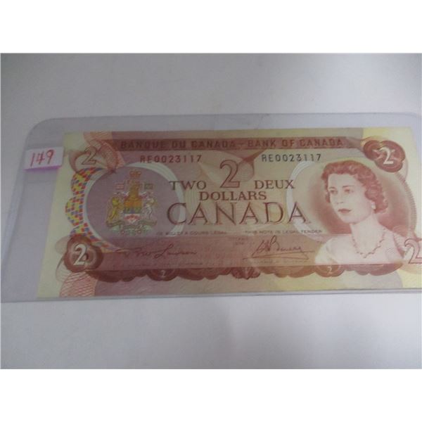 1974 MULTI COLORED LEGAL TENDER BANK OF CANADA $2 BILL