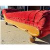 Image 10 : TUFTED VELVET PARLOR CHAISE LOUNGE WITH BROCADE TRIM AND OAK FRAME