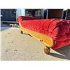 Image 11 : TUFTED VELVET PARLOR CHAISE LOUNGE WITH BROCADE TRIM AND OAK FRAME