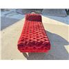 Image 12 : TUFTED VELVET PARLOR CHAISE LOUNGE WITH BROCADE TRIM AND OAK FRAME