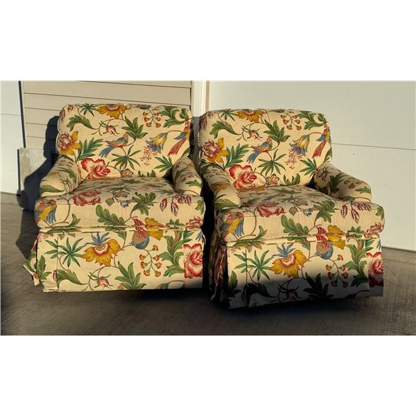 MATCHING OVERSTUFFED SWIVEL ROCKER ARMCHAIRS