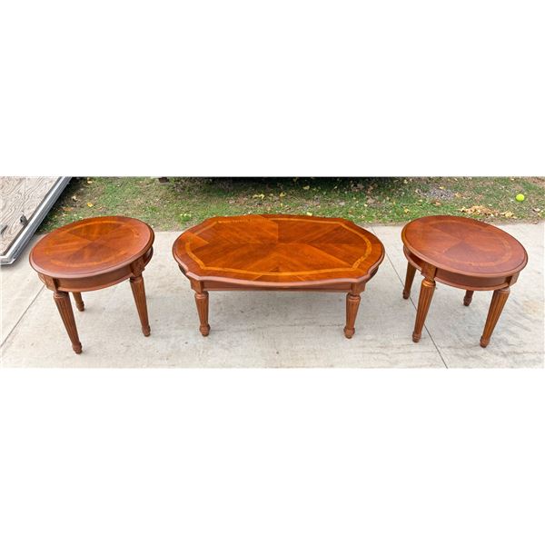 CONTEMPORARY STYLE, SOLID WOOD COFFEE TABLE AND END TABLES