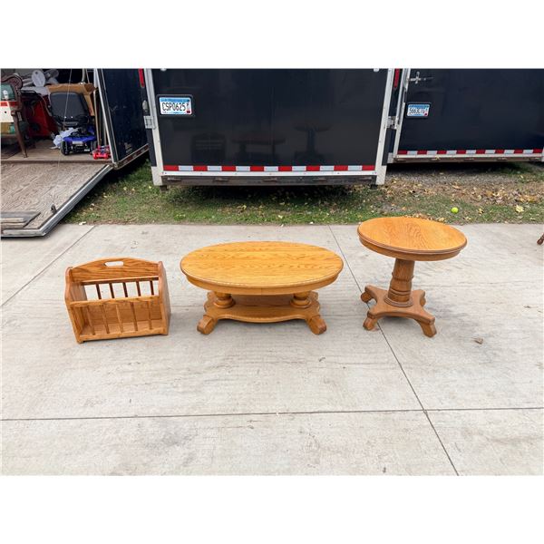 SOLID WOOD, CONTEMPORARY COFFEE TABLE AND END TABLE WITH MAGAZINE HOLDER