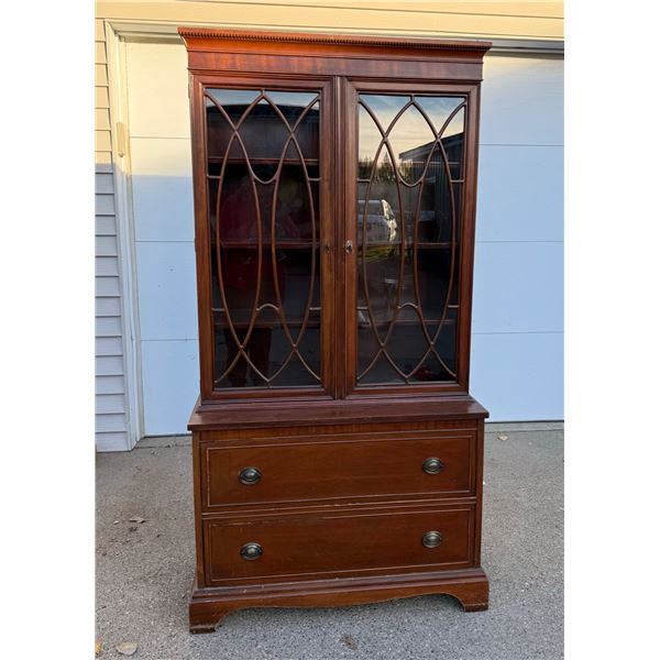 ANTIQUE BRICKWEDE BREAKFRONT CHINA HUTCH CABINET
