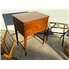 Image 12 : NECCHI SEWING MACHINE IN MIDCENTURY CABINET, LUGGAGE RACK, AND FOLDING MAGAZINE RACK