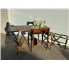 Image 3 : NECCHI SEWING MACHINE IN MIDCENTURY CABINET, LUGGAGE RACK, AND FOLDING MAGAZINE RACK