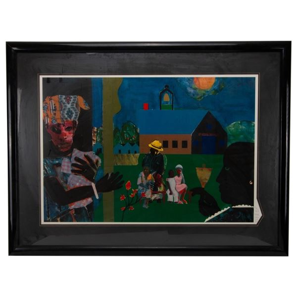 Romare Bearden 20th c. School Bell Time Serigraph