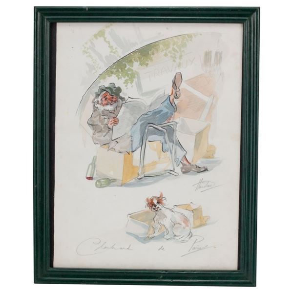 Alice Huertas "Clochard de Paris" Watercolor