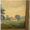 Image 2 : Antique Folk Art Bucolic Farm Scene Oil on Board