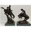 Image 1 : After Remington Cowboy Bronco Bronze Sculptures