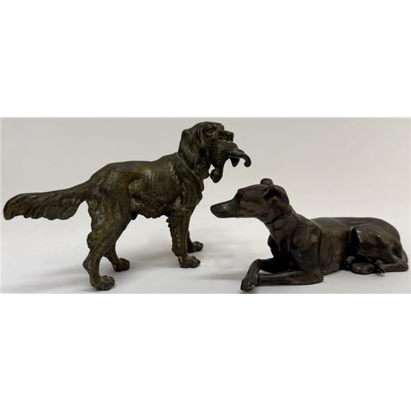 After Moigniez Hunting Dogs Metal Statues