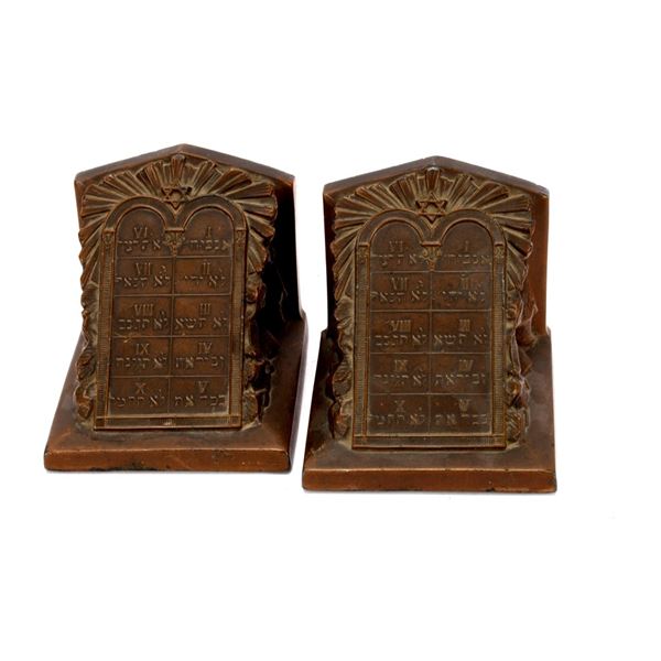 1922 L.V. Aronson Judaica Luchos Art Deco Bookends