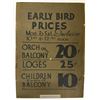 Image 1 : Original 1920s "Early Bird Prices" Theater Sign