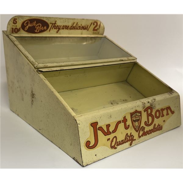 1920 Just Born Chocolates Candy Display Case