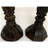 Image 5 : Antique Hand-Carved Wood & Brass Candlesticks