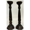 Image 6 : Antique Hand-Carved Wood & Brass Candlesticks