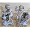 Image 1 : Mid-Century Porcelain Cherub & Floral Vase Pair