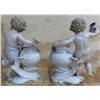 Image 5 : Mid-Century Porcelain Cherub & Floral Vase Pair