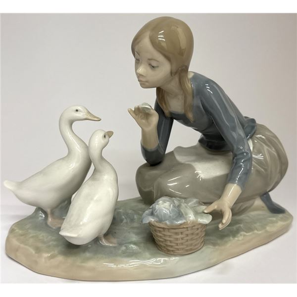 Lladro "Food For Ducks" #4849 Girl with Animals