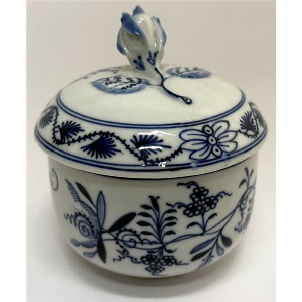 Meissen Germany Porcelain Blue Onion Lidded Jar