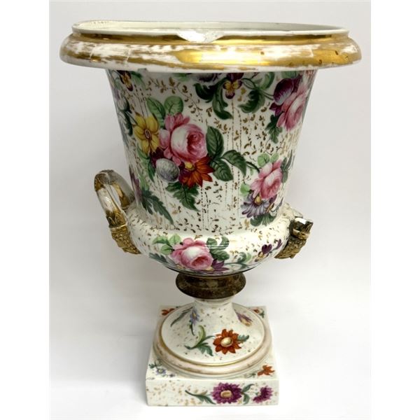 19th c. Old Paris Porcelain Floral Urn Vase