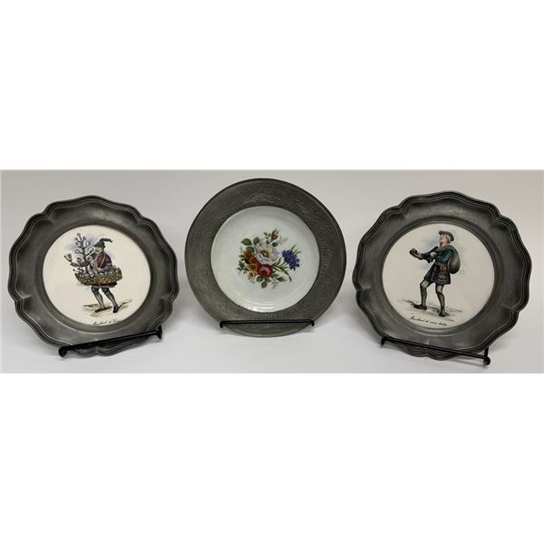 H&R Johnson Merchant Pewter & Porcelain Plates