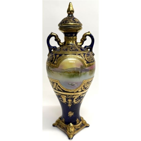 Antique 1920s Japanese Nippon Gilt Vase with Lid