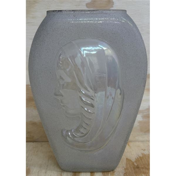 1930s Phoenix Glass Madonna Chipped Ice Glass Vase