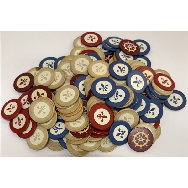 Vintage Fleur-de-Lis Clay Poker Chips