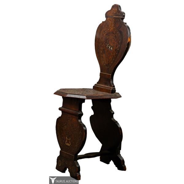 19th C Sgabello Hall Chair - Bone Inlay