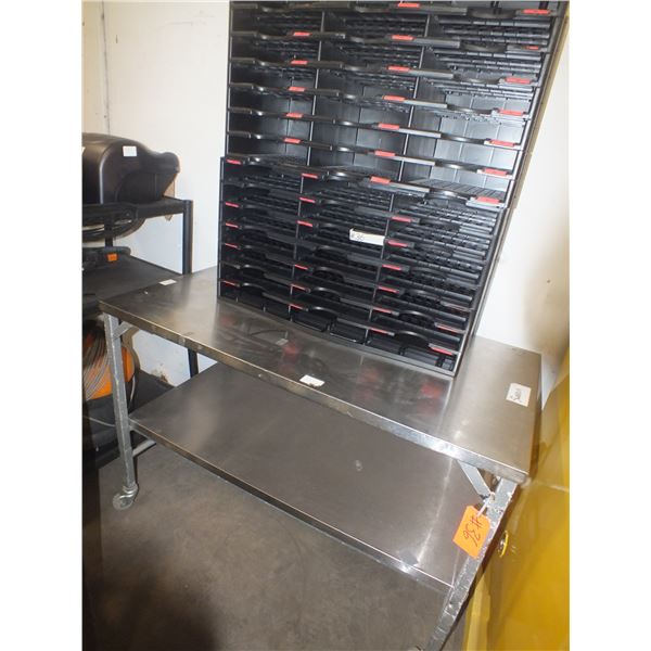 Stainless Steel Table on Wheels & 2 File Organizers