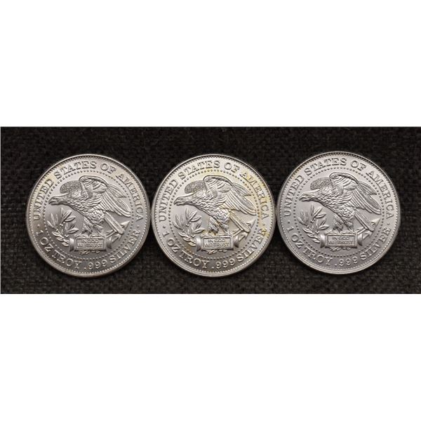 THREE SILVER EAGLE IN GOD WE TRUST TRADE UNIT