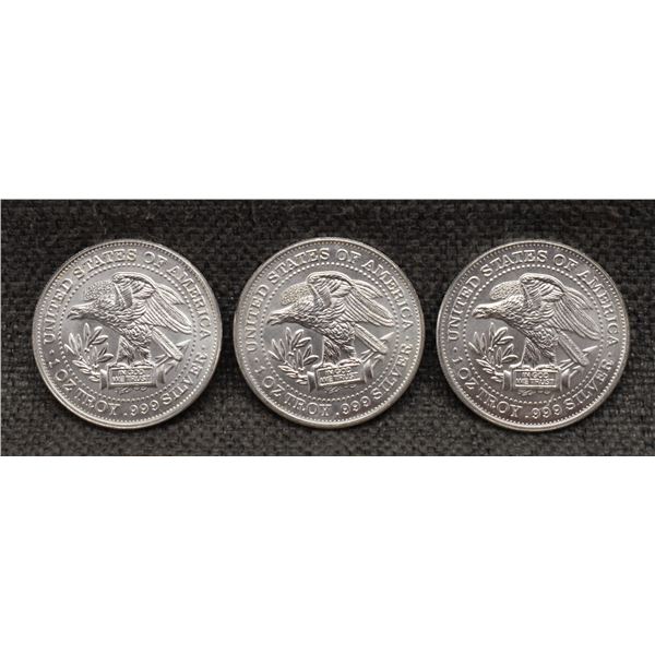 THREE SILVER EAGLE IN GOD WE TRUST TRADE UNIT