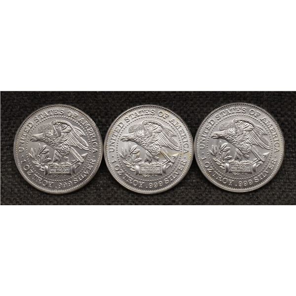 THREE SILVER EAGLE IN GOD WE TRUST TRADE UNIT