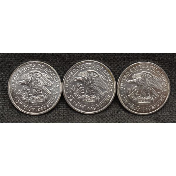 THREE SILVER EAGLE IN GOD WE TRUST TRADE UNIT