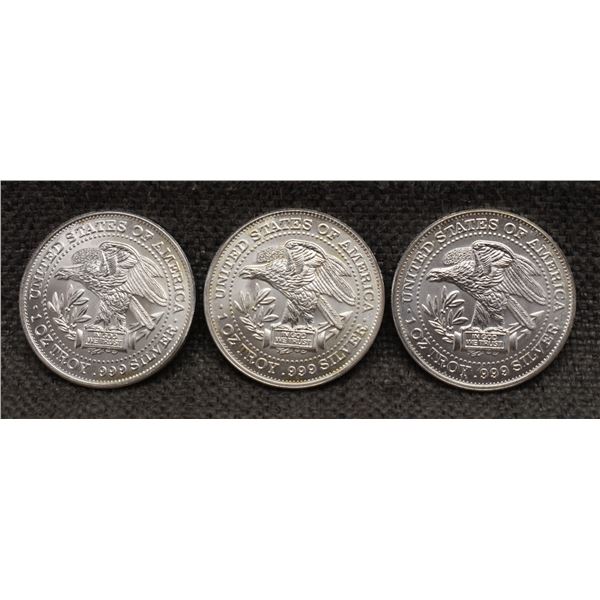 THREE SILVER EAGLE IN GOD WE TRUST TRADE UNIT