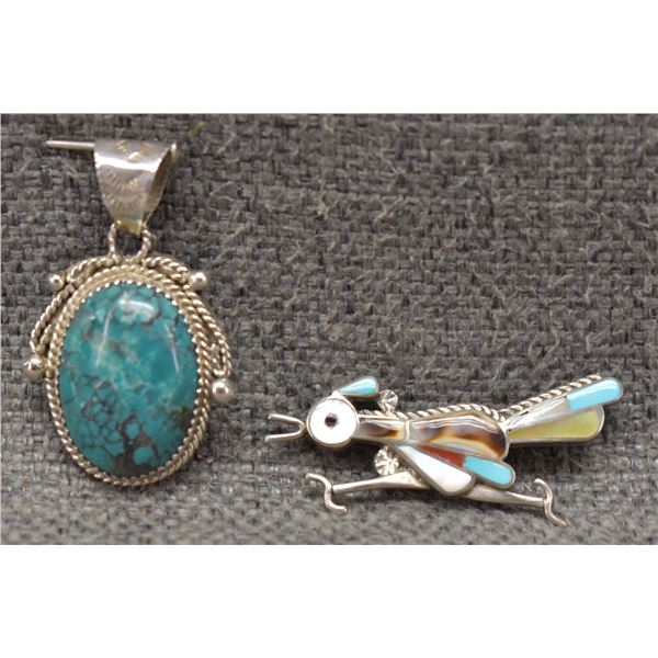 TWO  PIN/PENDENT ZUNI /NAVAJO