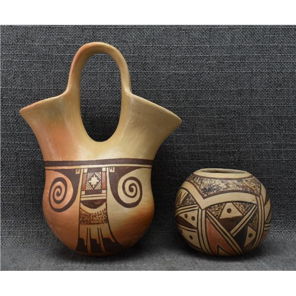 TWO HOPI POTTERY ITEMS (BONNIE NAMPEYO/L. CHAPELLA)
