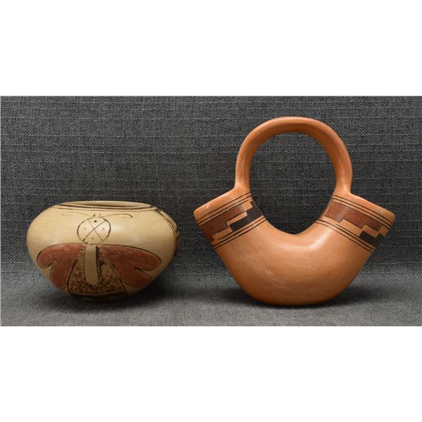 TWO HOPI POTTERY ITEMS (ELIDIA CHAPELLA & BONNIE SAHME)