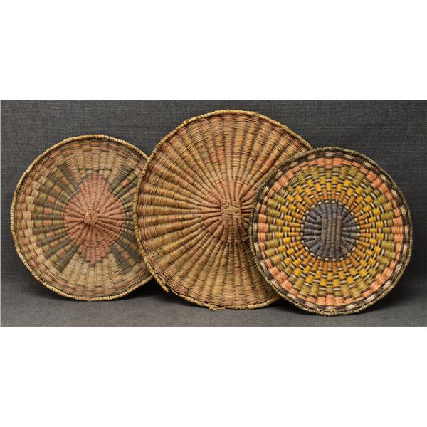 THREE HOPI BASKETRY PLAQUES