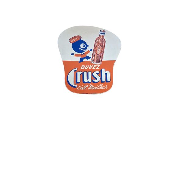 1940s Orange Crush "Crushy Man" hand fan, double sided 11" tall