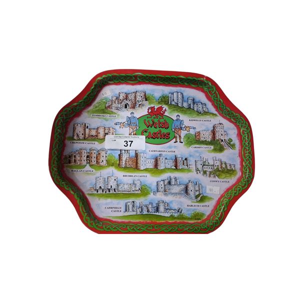 Welsh castles tin serving tray 13"x11"