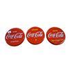 Image 2 : Set of 3 enamel Coca-Cola button coasters, very hard to find 4" diameter