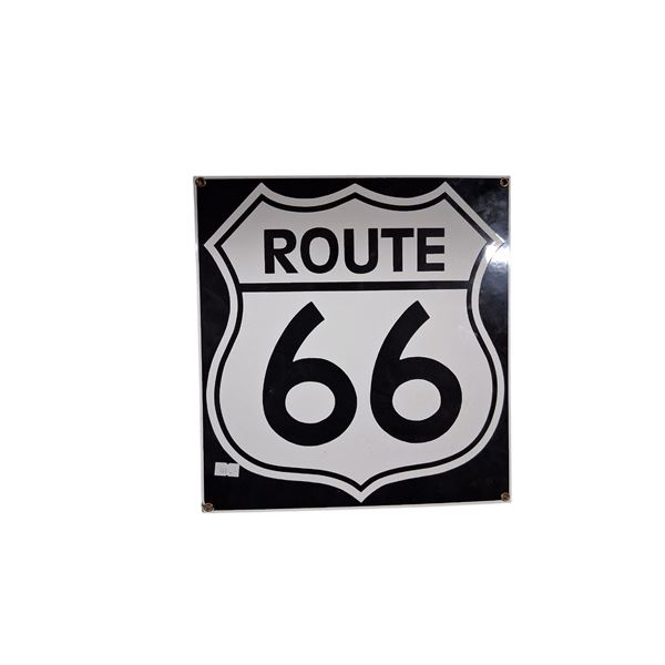 Heavy porcelain Route 66 sign by Ande Rooney 12"x12"