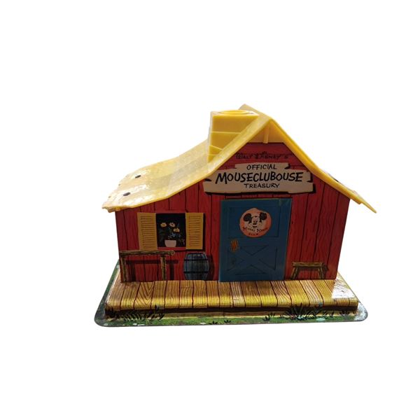 Vintage tin Mickey Mouse house 8" long