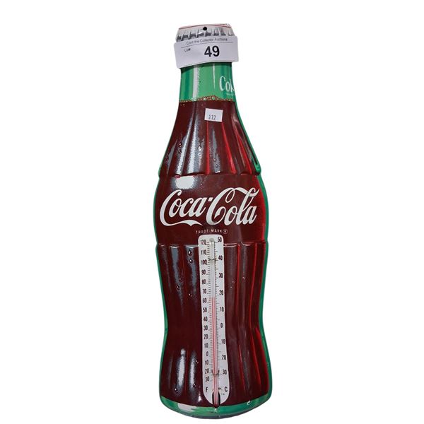 NOS 1964 Coca-Cola metal thermometer w/original box, made by Donasco 16.5" tall