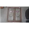 Image 1 : Pair of vintage stained glass windows, need TLC as seen 34"x15" each