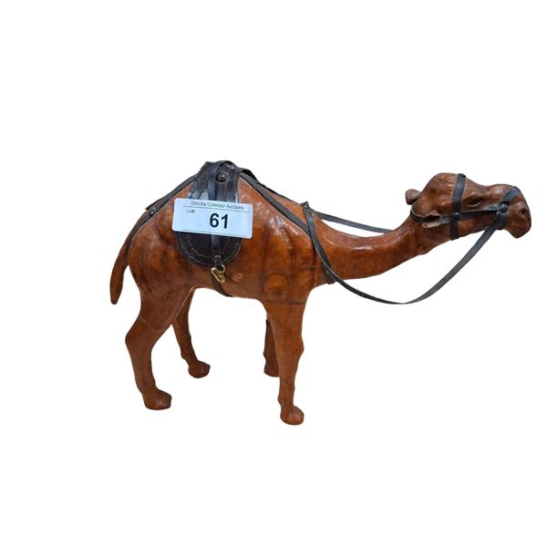 Vintage leather camel statue 15" long