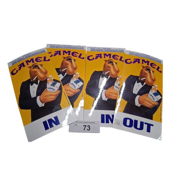 4 vintage NOS Camel In/Out window decals 8.5"x4"
